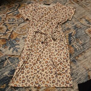 Leopard Print Dress with Belt